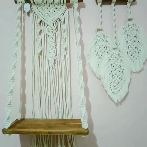شلف جا دکوری یک طبقه مناسب دیزاین مکرومه بافی