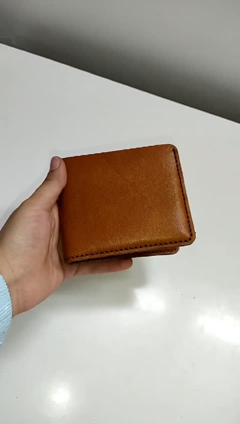کیف پول جیبی چرم طبیعی دستدوز