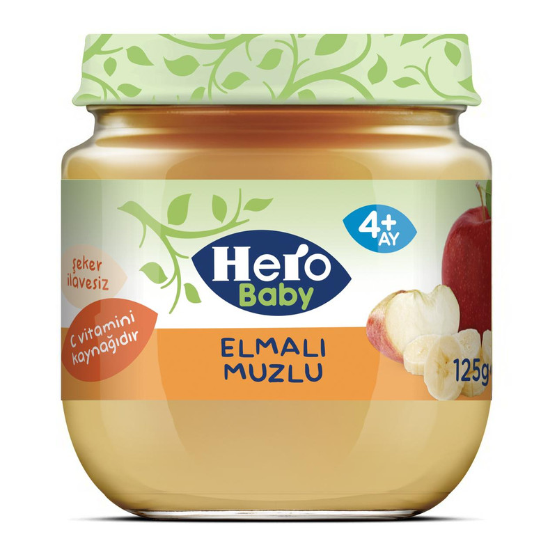 پوره میوه کودک طعم مخلوط موز و سیب هروبیبی - 125 گرم