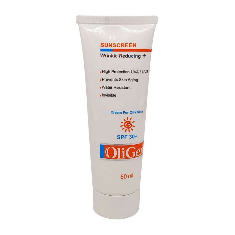 کرم ضد آفتاب بدون رنگ الی ژن SPF 30 مدل wrinkle reduce مناسب پوستهای چرب حجم 50 میلیلیتر