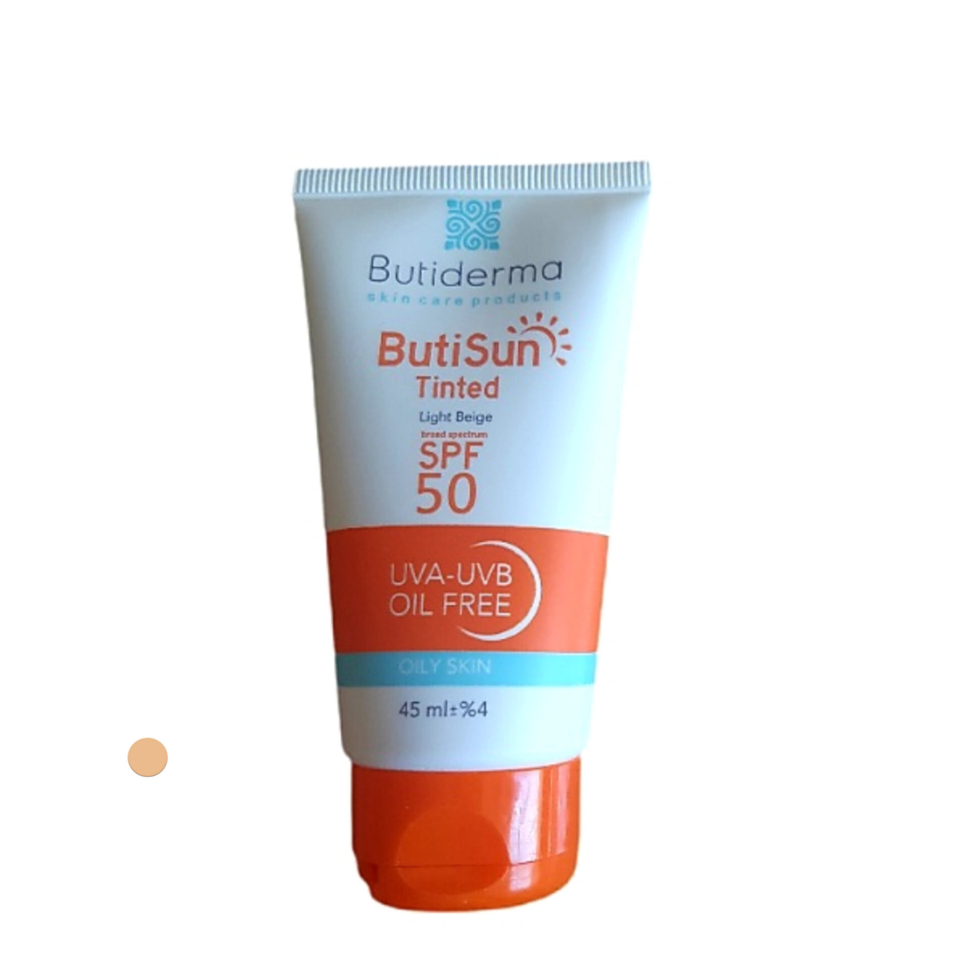 کرم ضد آفتاب رنگی بیوتی درما SPF 50 مدل ButiSun مناسب پوستهای چرب حجم 45 میلیلیتر