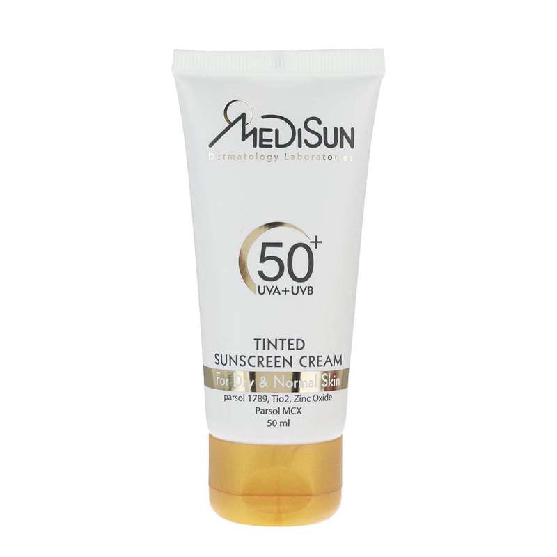 کرم ضد آفتاب مدیسان سری Dry And Normal Skin مدل Tinted حجم 50 میلی لیتر