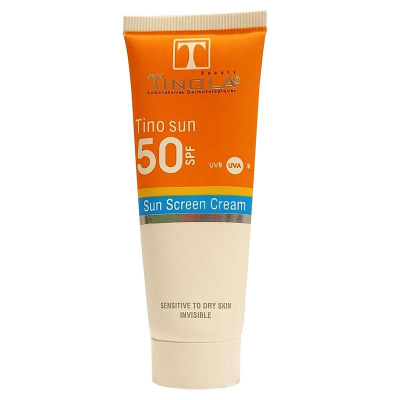 کرم ضد آفتاب بدون رنگ تینولا بیوتی SPF 50 مدل sensitive مناسب پوستهای خشک ,و حساس حجم 40 میلیلیتر