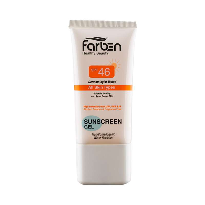 کرم ژل ضدآفتاب بدون رنگ فاربن SPF46 مدل 01 مناسب پوست چرب حجم 50 میلی لیتر