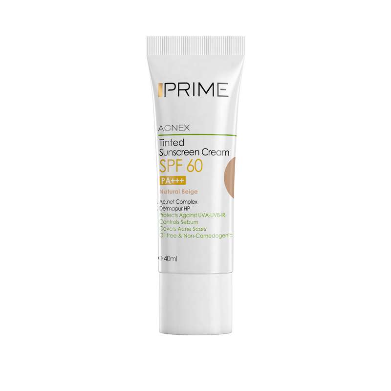 کرم ضد آفتاب رنگی پریم مدل Acnex Beige SPF 60 مناسب پوست های چرب حجم 40 میلی لیتر