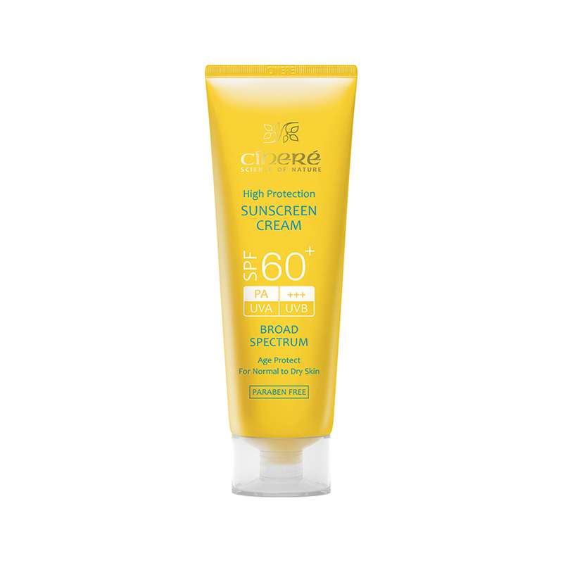 کرم ضد آفتاب SPF60 بی رنگ سینره مناسب پوستهای معمولی تا خشک حجم 50 میلی لیتر