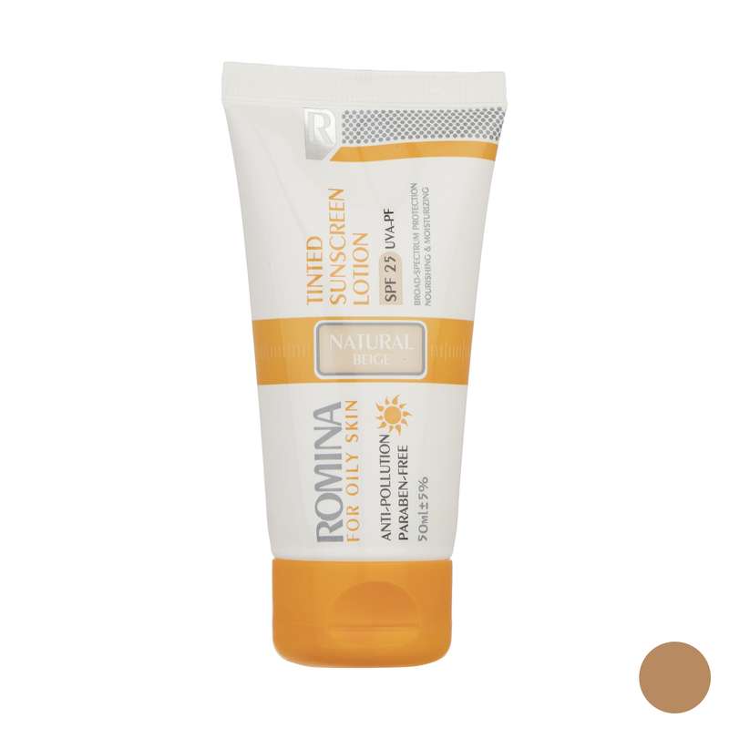 کرم ضد آفتاب رومینا مدل Natural Beige-25 حجم 50 میلی لیتر