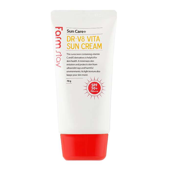 کرم ضد آفتاب بدون رنگ فارم استی SPF 50 مدل DR V8 VITA مناسب انواع پوست حجم 70 میلیلیتر
