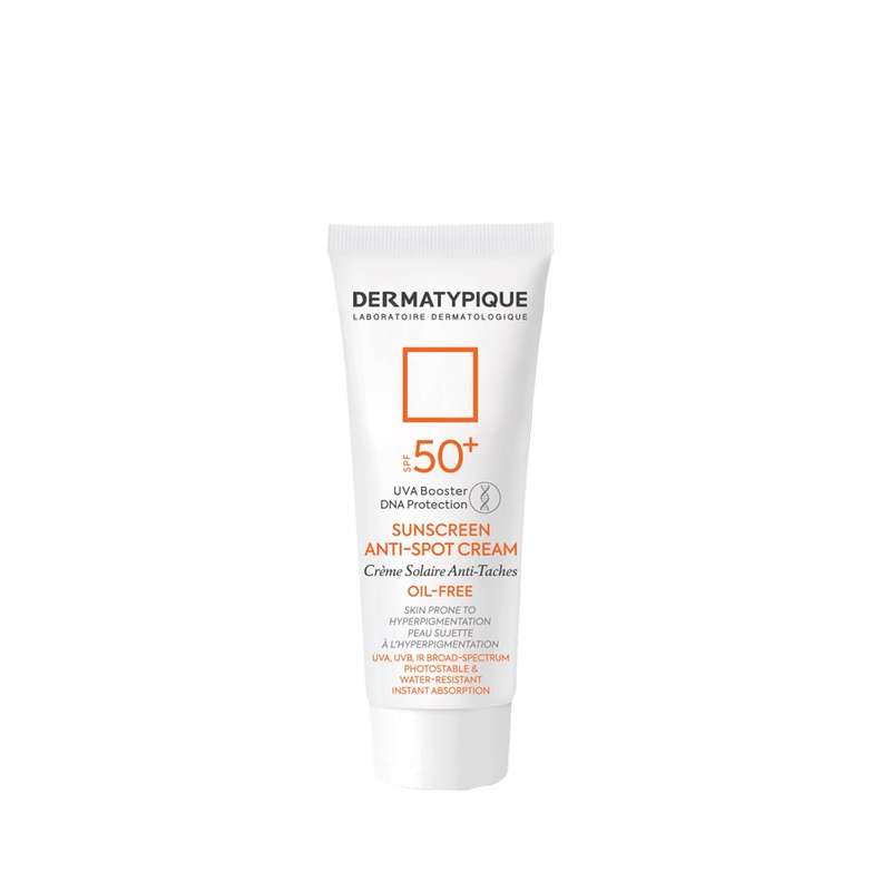 کرم ضد آفتاب بی رنگ درماتیپیک SPF 50 مدل Anti spot مناسب انواع پوست حجم 40 میلی لیتر