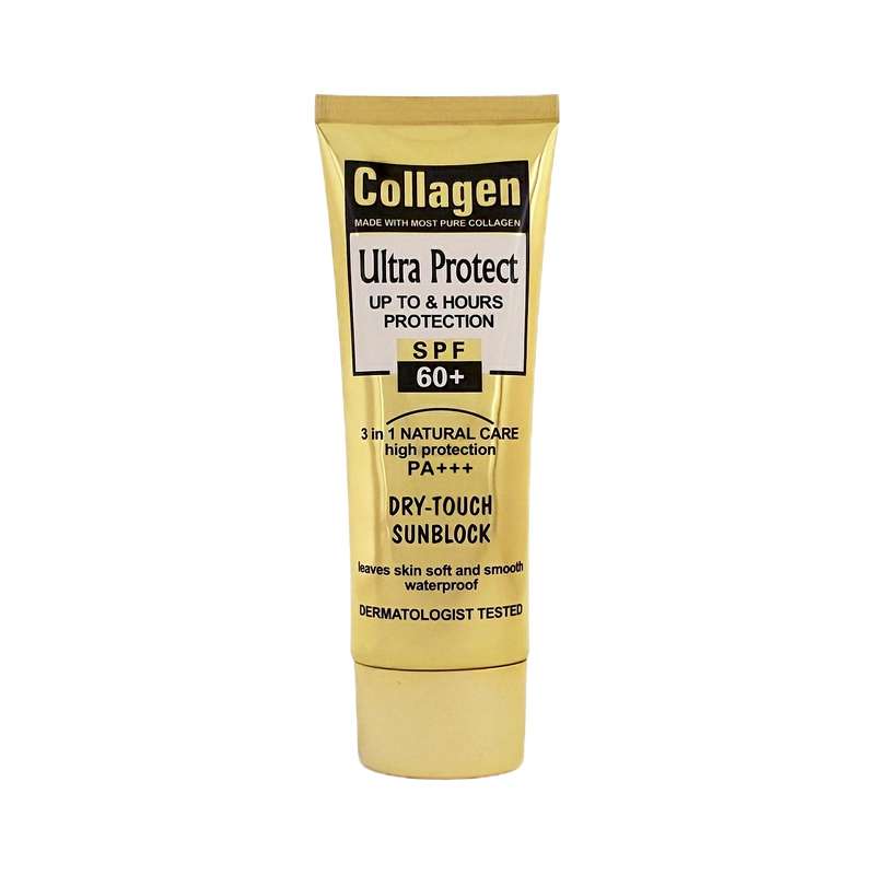 کرم ضد آفتاب بدون رنگ کلاژن SPF 60 مدل Ultra Protect مناسب برای انواع پوست حجم 130 میلی لیتر
