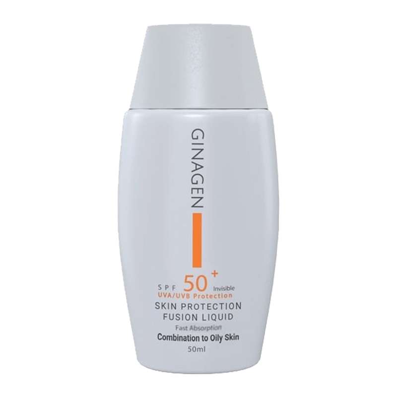 کرم ضد آفتاب بدون رنگ ژیناژن spf 50مدل فیوژن لیکوئید مناسب برای انواع پوست حجم 50 میلی لیتر