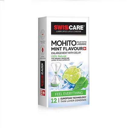کاندوم سوئیس کر مدل Mohito Mint(حجم دهنده،تاخیری،رفع نعوذ،خاردار)