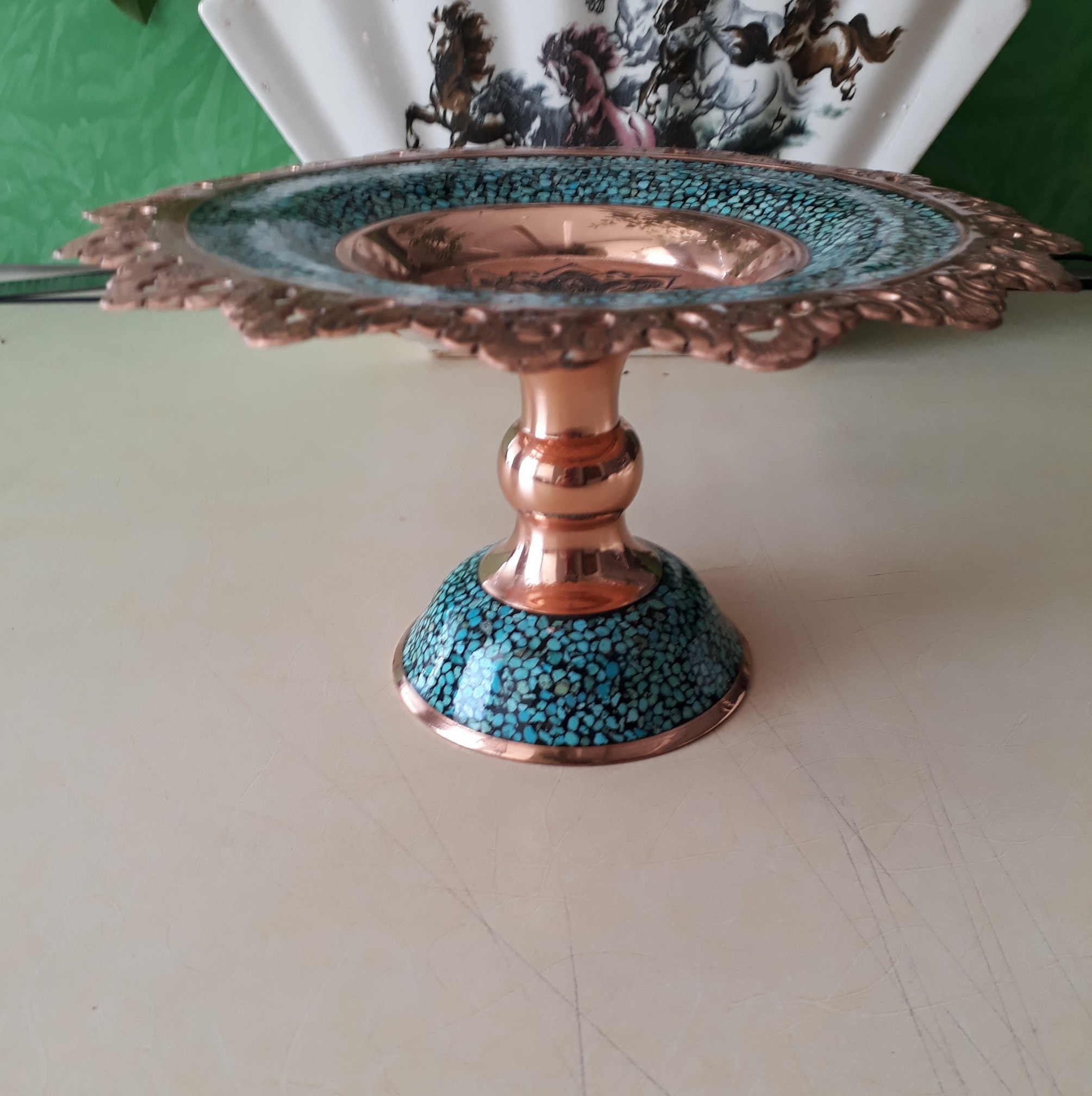 شیرینی خوری مسی فیروزه کوب مهر استاد مسجدی