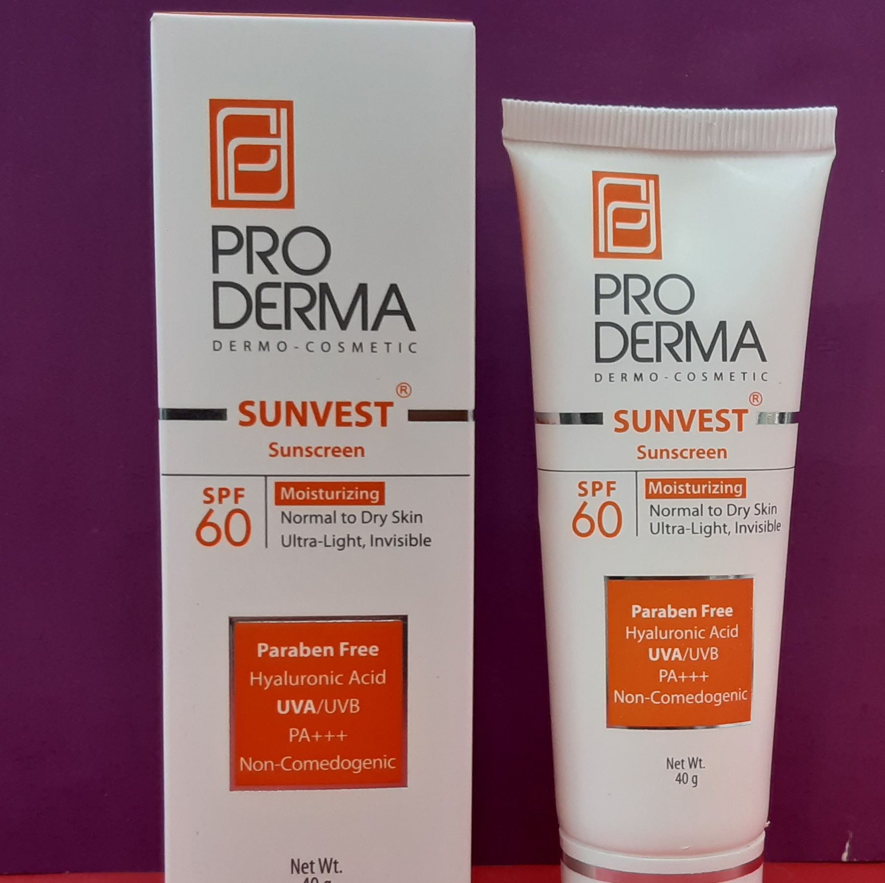 کرم ضد آفتاب بی رنگ پرودرما با SPF60 مناسب پوست خشک حجم 40 میلی لیتر