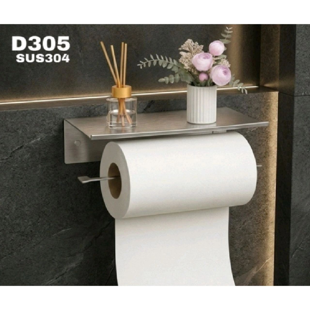 شلف دستمال استیل پیک peak رنگ کروم کد D305 (پس کرایه)