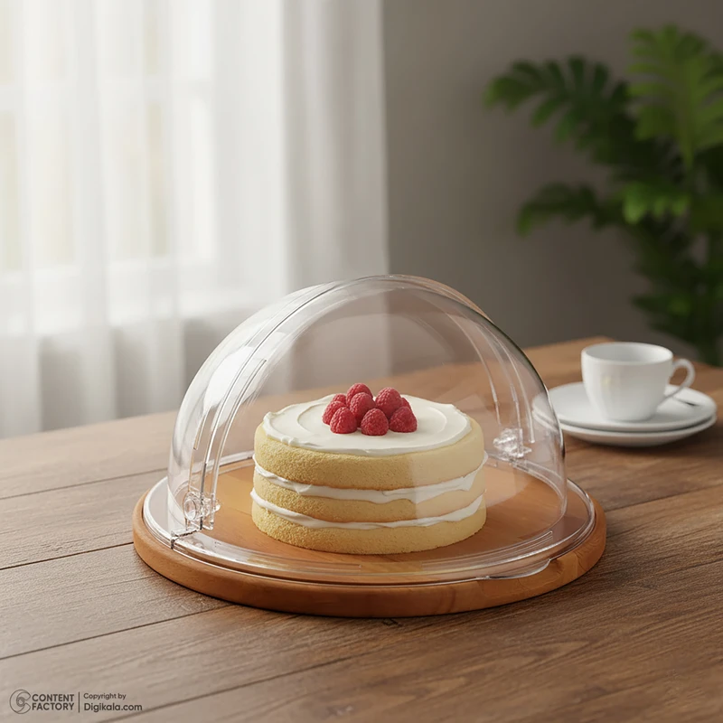 ظرف سرو کیک لیمون بزرگ پایه چوبی کد 246859 (پس کرایه)
