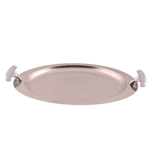 سینی بیضی دسته نقره ای نگینی ریور کد 1526 (پس کرایه)