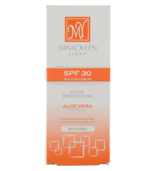 کرم ضد آفتاب بی رنگ مای با SPF30 مناسب پوست خشک و معمولی حجم 50 میلی لیتر حاوی آلوئهورا