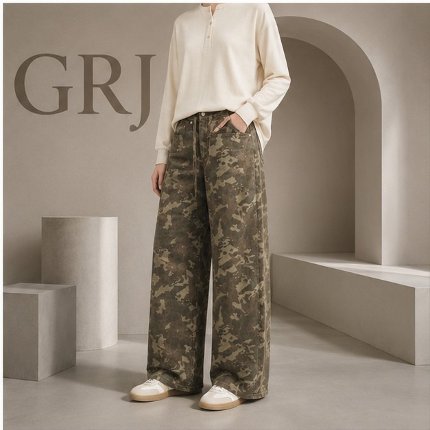 شلوار جین فول بگ چریکی سبز GRJ (ترکیه) اورجینال