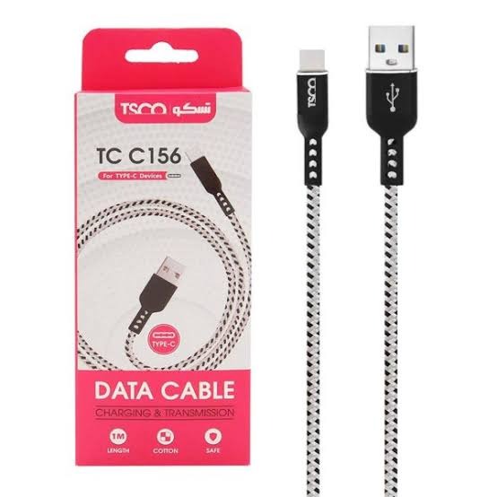 کابل روکش دار شارژر تایپ سی تسکو TC156 با کیفیت عالی