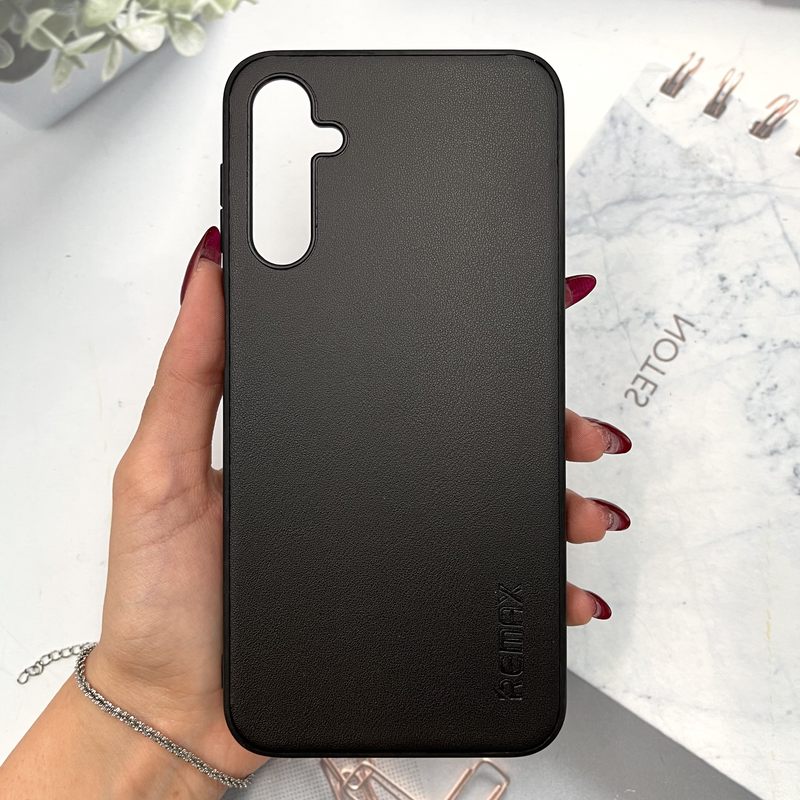 قاب گوشی Galaxy A24 سامسونگ چرم New Case لنز برجسته کلاسیک REMAX مشکی کد 870619