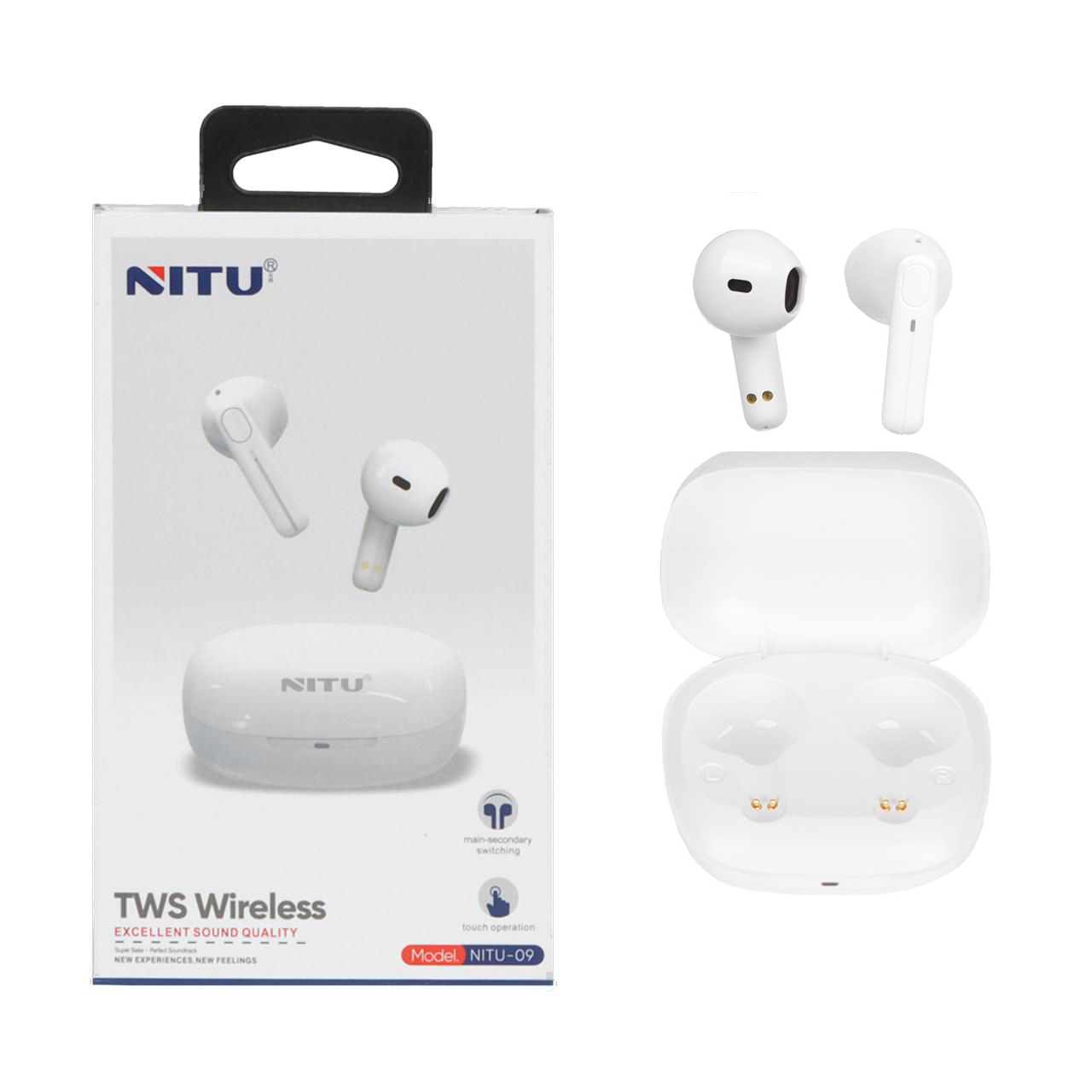 ایرفون بی سیم NITU مدل NITU-09 - سفید NEW (گارانتی 18 ماه تعویض نیکان همراه)