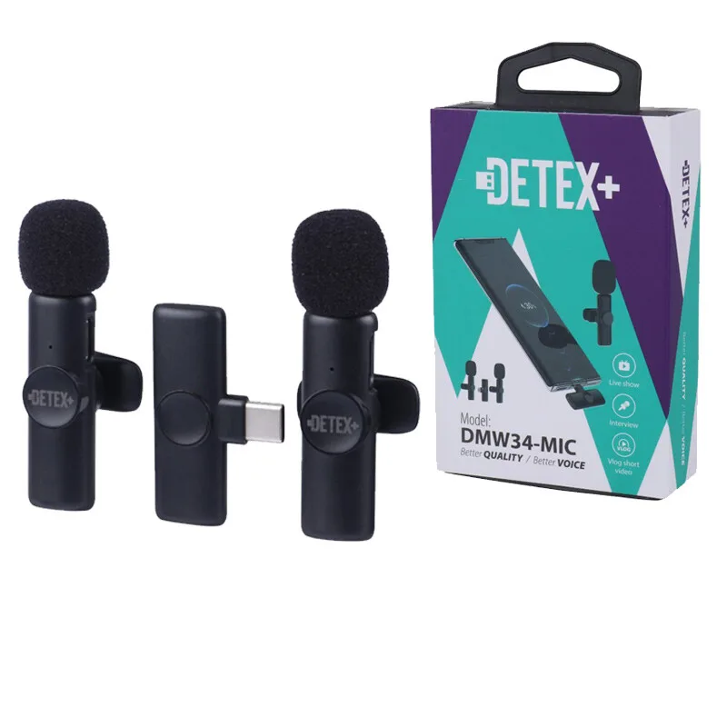 میکروفون یقه ای بی سیم دوتایی دیتکس پلاس DMW34-MIC Type-C