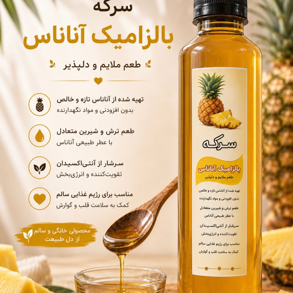 سرکه بالزامیک آناناس ارگانیک و سالم