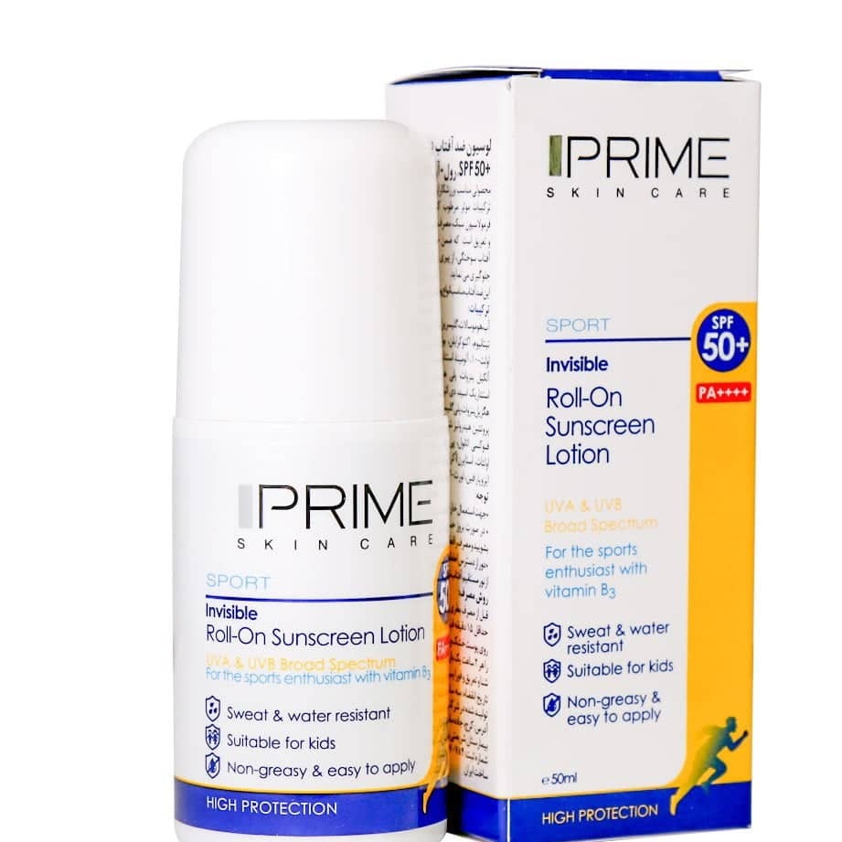 رول ضد آفتاب بی رنگ spf50 پرایم حجم 50 میل 