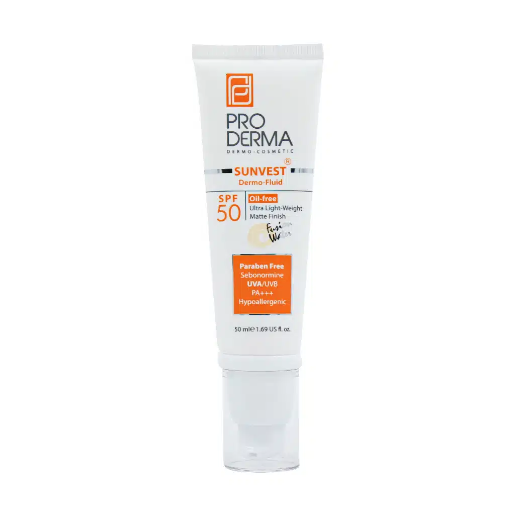 فلوئید ضد آفتاب فاقد چربی بدون رنگ SPF 50 مناسب پوست چرب و جوشدار حجم 50 گرم پرودرما - PRODERMA