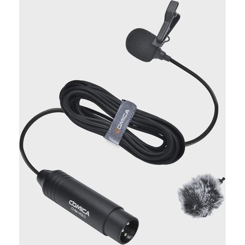 میکروفون یقه ای COMICA CVM-V02C میکروفون کندانسر XLR کاردیوید مخصوص دوربین و رکوردر