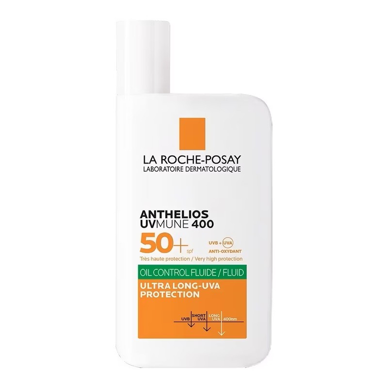 فلوئید ضدآفتاب بی رنگ لاروش پوزای SPF50 مدل Anthelios حاوی محافظ UVA ،UVB، ضدآب مناسب برای انواع پوست حجم 50 میلی لیتر