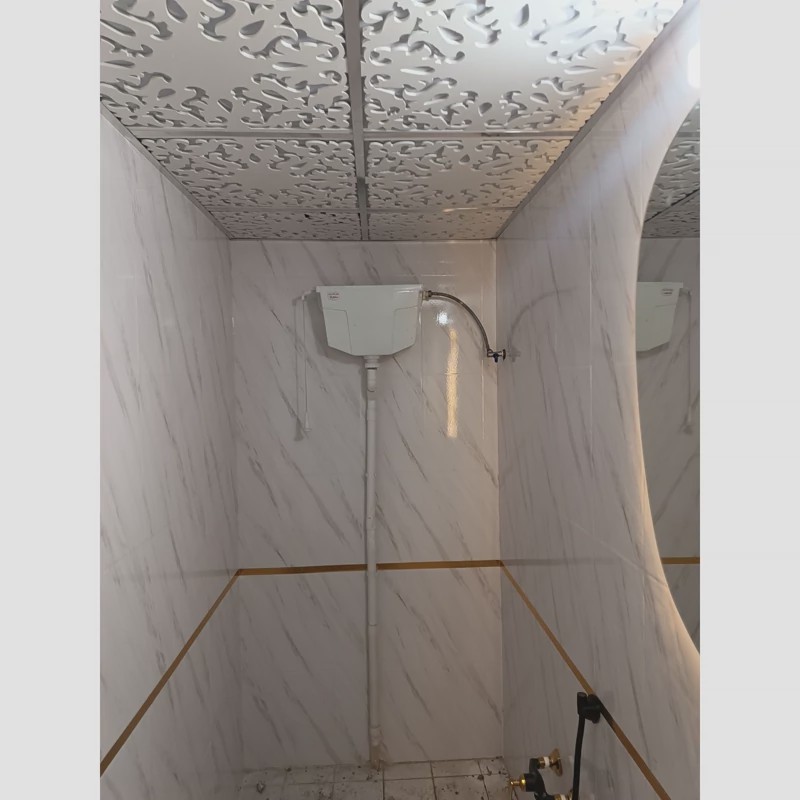 برچسب کابینت طرح سنگ هایگلاس کد 3510سفید با رگه کرم