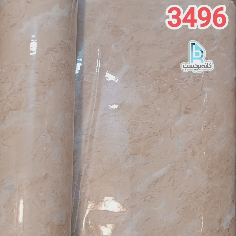 برچسب کابینت طرح سنگ هایگلاس کد 3496 کرم صورتی