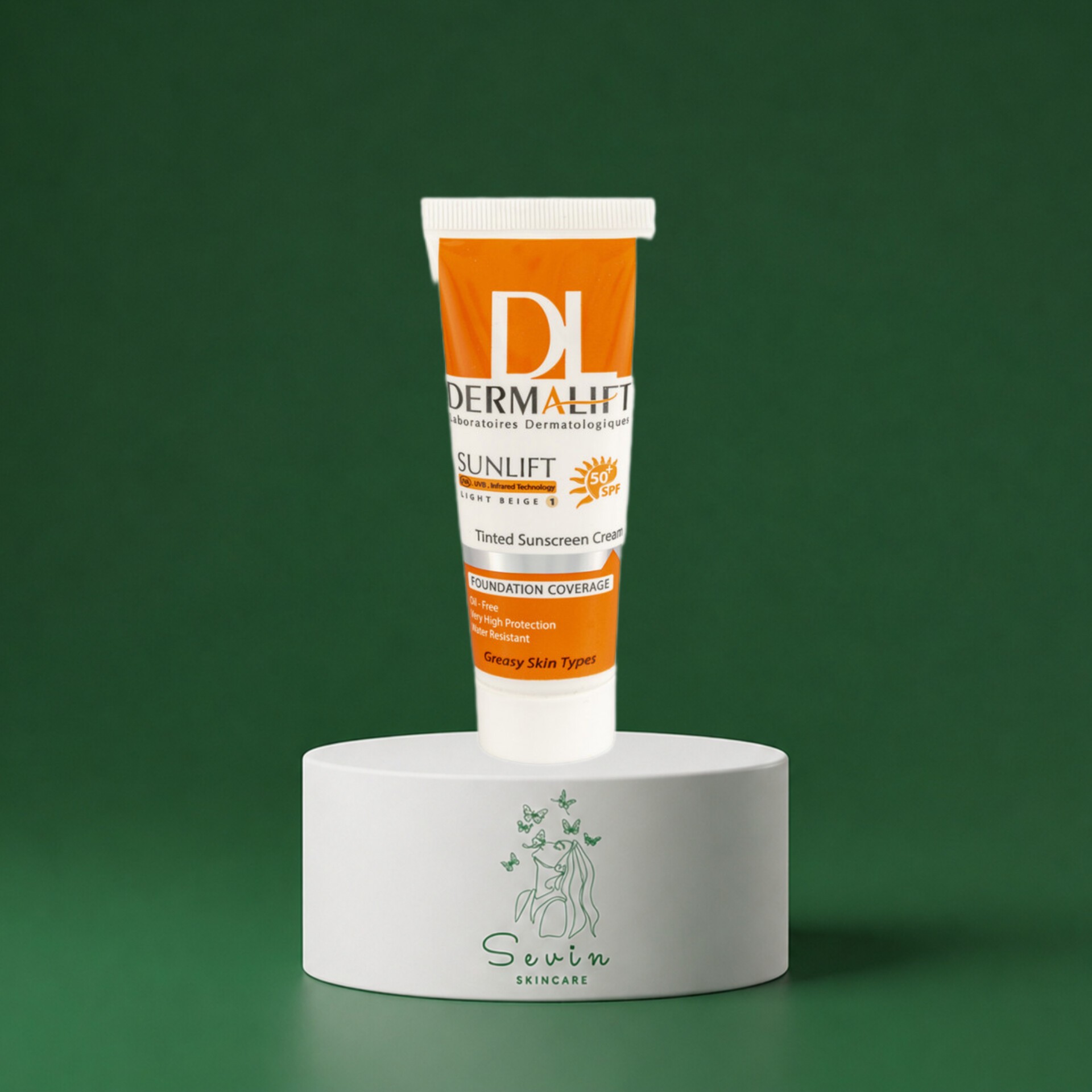 کرم ضد آفتاب رنگی درمالیفت با SPF50 مناسب پوست چرب حجم 40 میلی لیتر