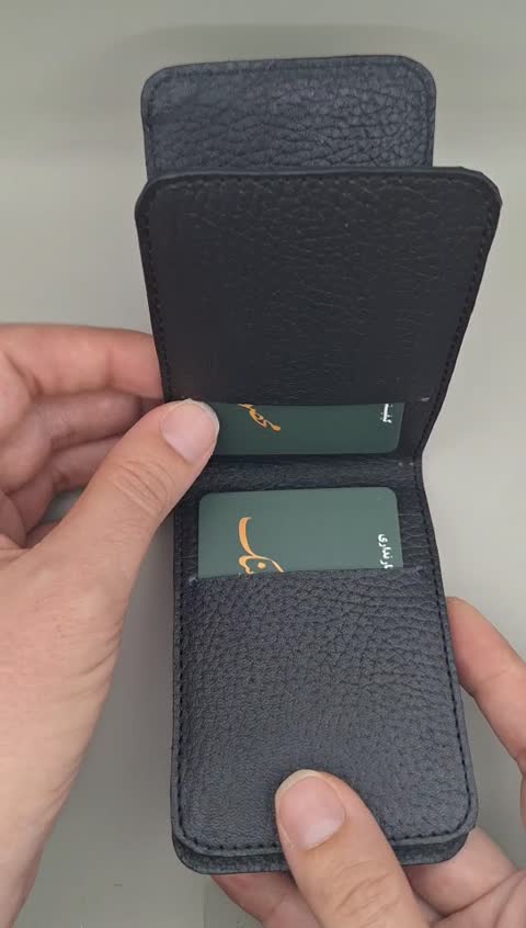 جاکارتی چرم طبیعی مدل عمودی چهار لایه 10 جای کارت