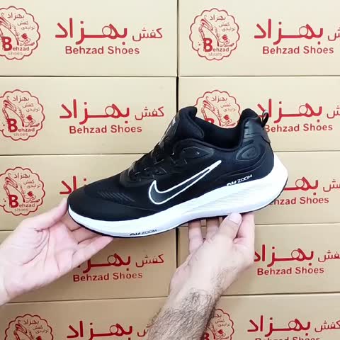کتونی نایک بافتی مردانه پسرانه سایز 41 تا 44 رنگ مشکی زیره پیو کفی طبی لژ چهار و نیم سانتی رویه بافت پُختی خارجی کف دوخت