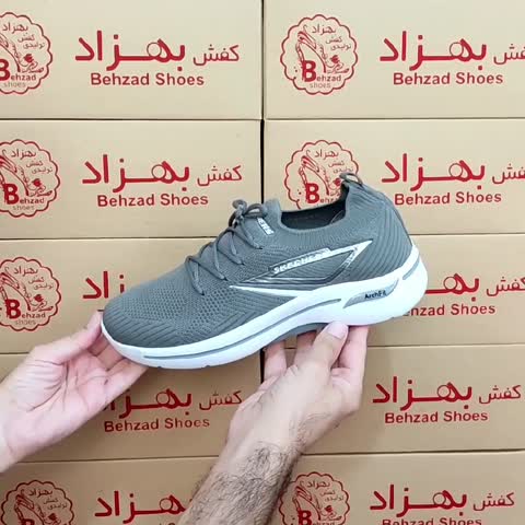 کتونی جورابی بافتی اسکیچرز مردانه پسرانه سایز 41 تا 45 رنگ طوسی زیره پیو نرم طبی کف دوخت کفی طبی لژ 4 سانتی رویه بافت 