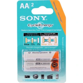 خرید باتری دوتایی قلمی شارژی Sony CycleEnergy Ni-MH AA 3000mAh از فروشگاه شبکه برق امنیت