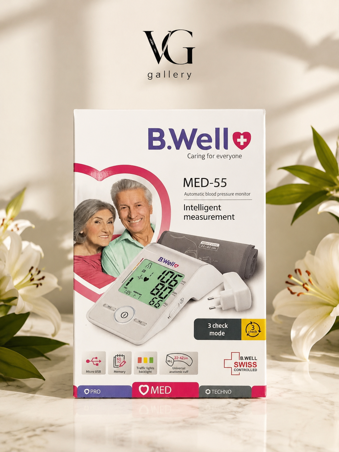 فشارسنج بازویی دیجیتال بیول B.Well مدل MED-55 با تکنولوژی 3 بار اندازهگیری (3Check)
