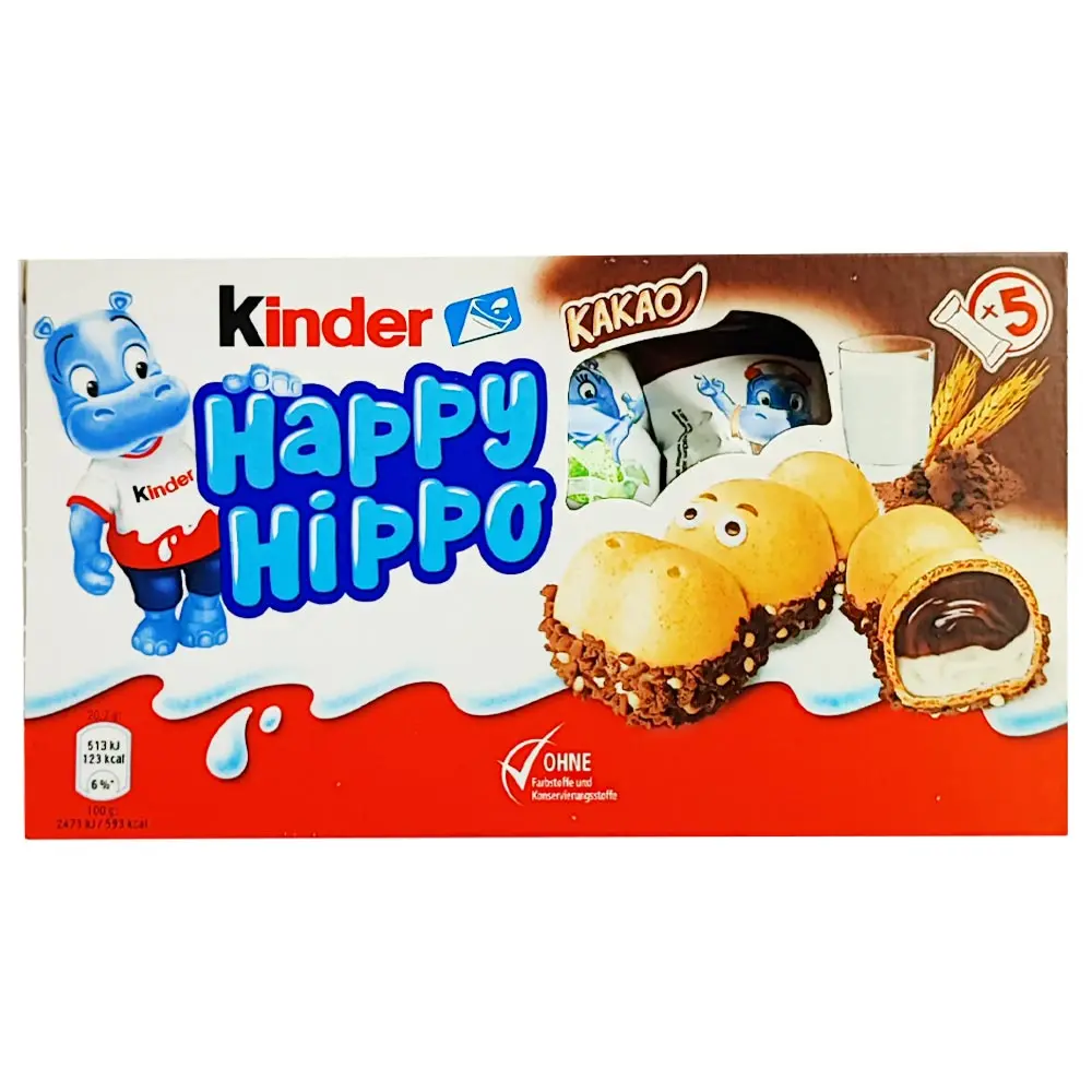 بیسکویت با مغز کرم شکلاتی و شیری هپی هیپو کیندر - 5 عددی