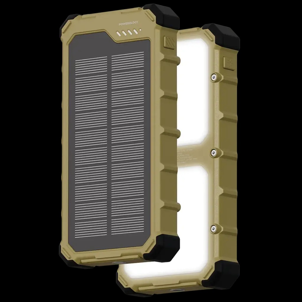 پاوربانک خورشیدی 20 وات 10000 میلی آمپر پاورولوژی POWEROLOGY SOLARA POWER BANK PPBCHA100KH