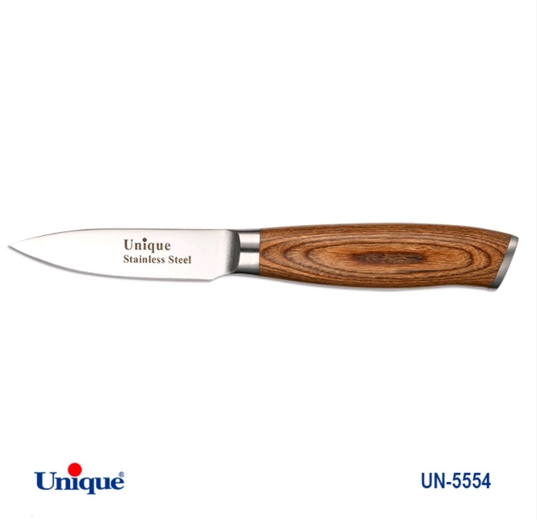 کارد تک آشپزخانه 3.5 یونیک Unique دسته چوب کد UN-5554 طرح 1 (پس کرایه)