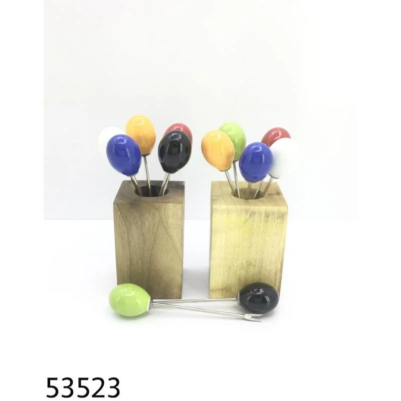 چنگال زیتون سر سرامیکی پایه چوبی کد 53523 (پس کرایه)