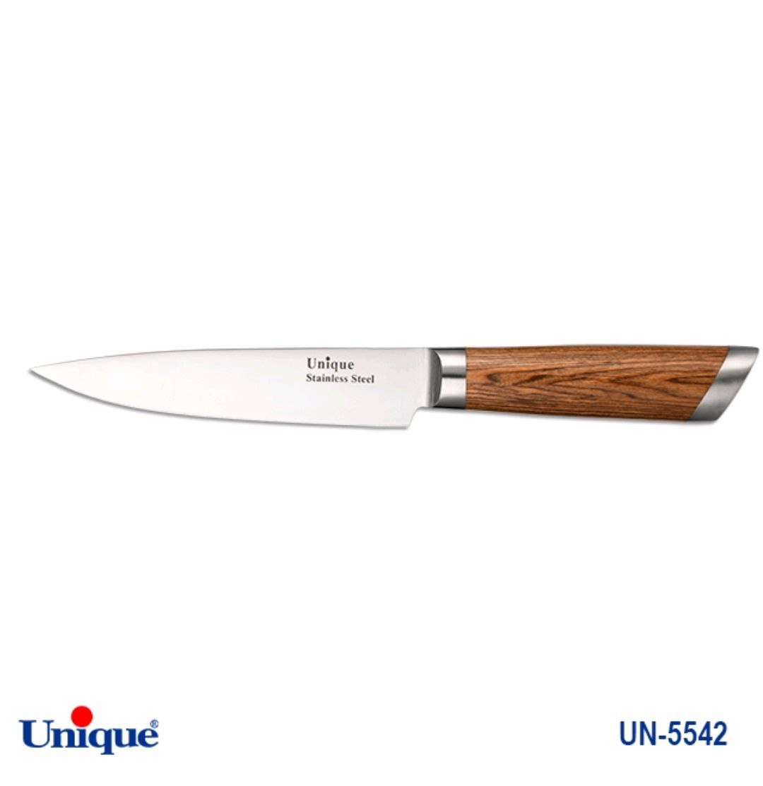 کارد تک آشپزخانه 6 یونیک Unique دسته چوب کد UN-5542 طرح 2 (پس کرایه)