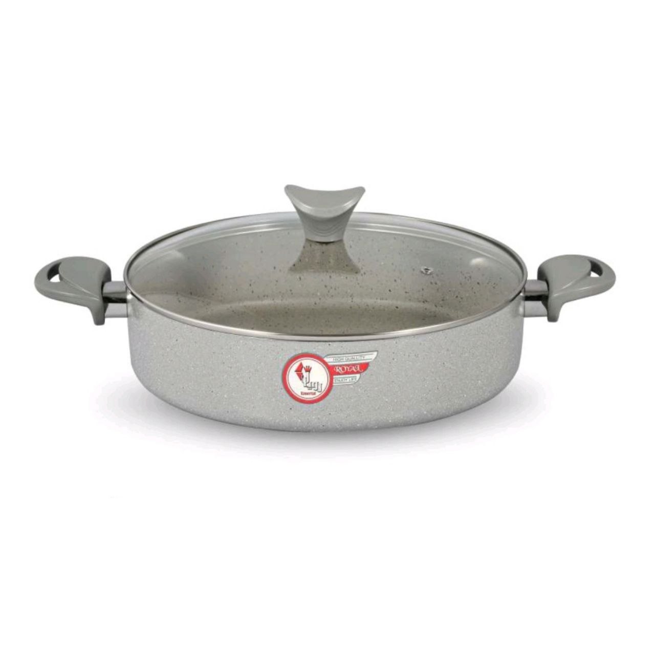تابه گرانیت دودسته رویال Royal مدل دو رو گرانیت فونیکس دسته باکالیت سایز 24 (پس کرایه)