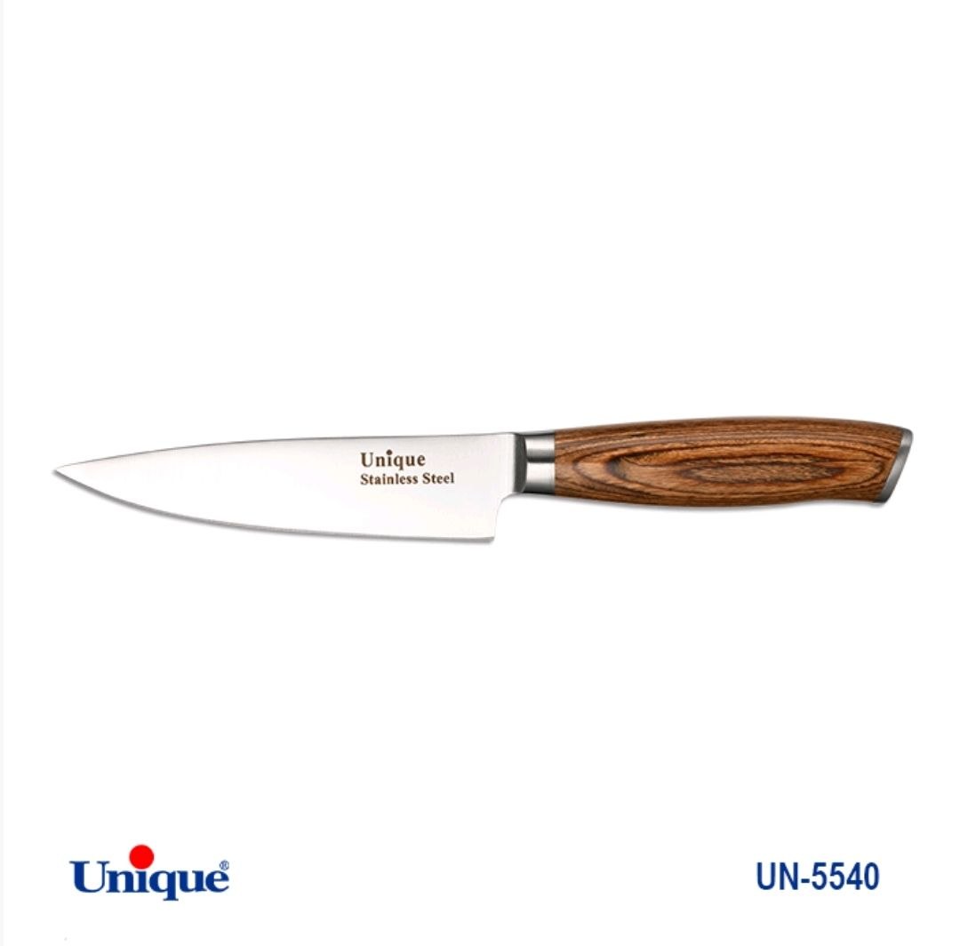 کارد تک آشپزخانه 5 یونیک Unique دسته چوب کد UN-5540 طرح 1 (پس کرایه)