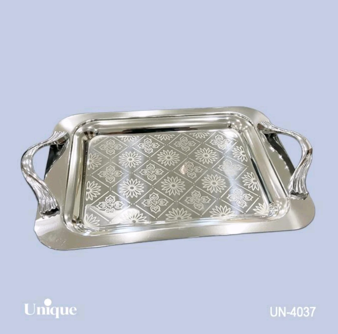 سینی براق استیل یونیک Unique بدون پایه کوچک کد UN-4037 (پس کرایه)