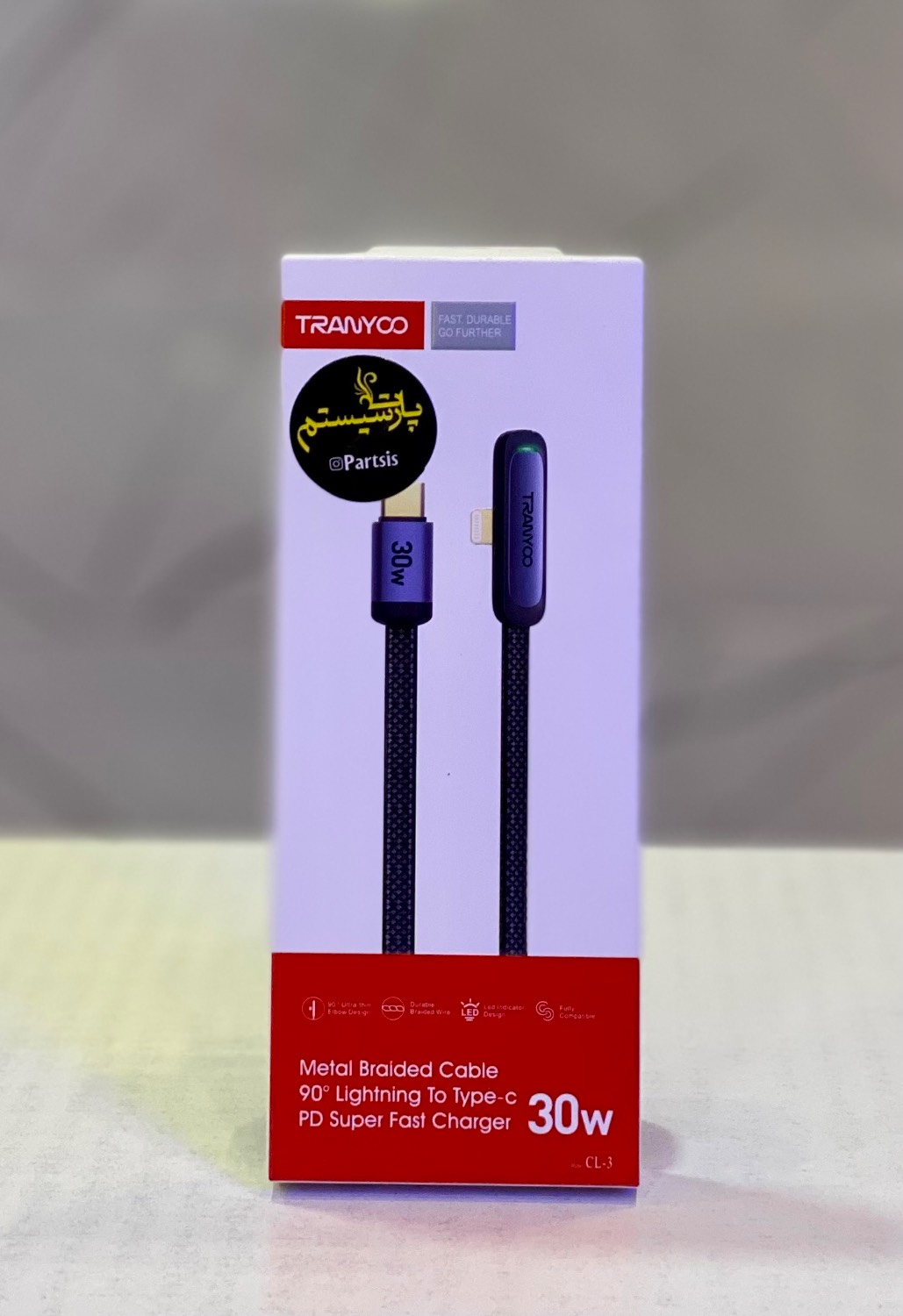 کابل شارژ USB-C به لایتنینگ ترانیو CL-3 گیمینگ