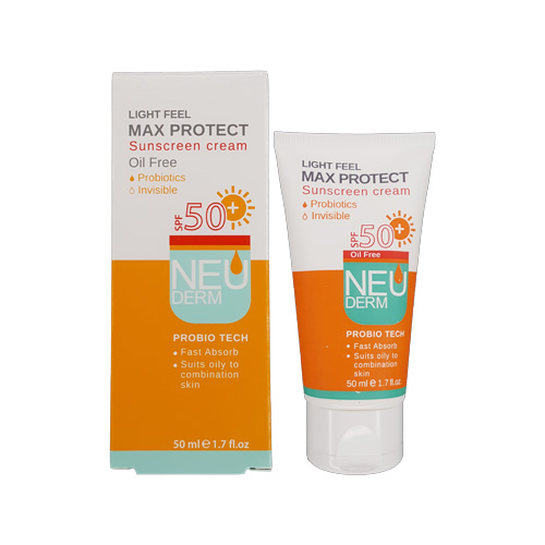  کرم ضد آفتاب SPF50 مکس پروتکت فاقد چربی بیرنگ نئودرم 50 میلی لیتر نارسیس بیوتی